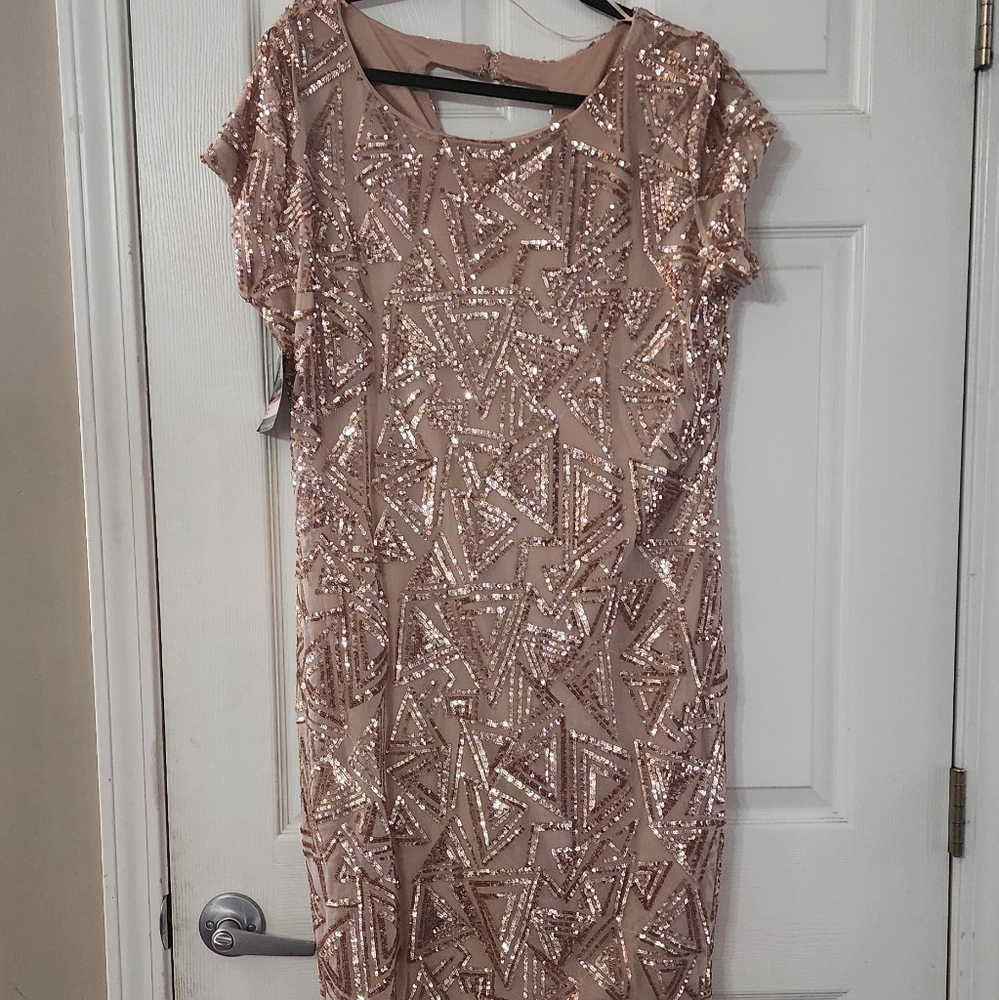 BLUEBELL COLLECTION Plus Gold sequined lined dress